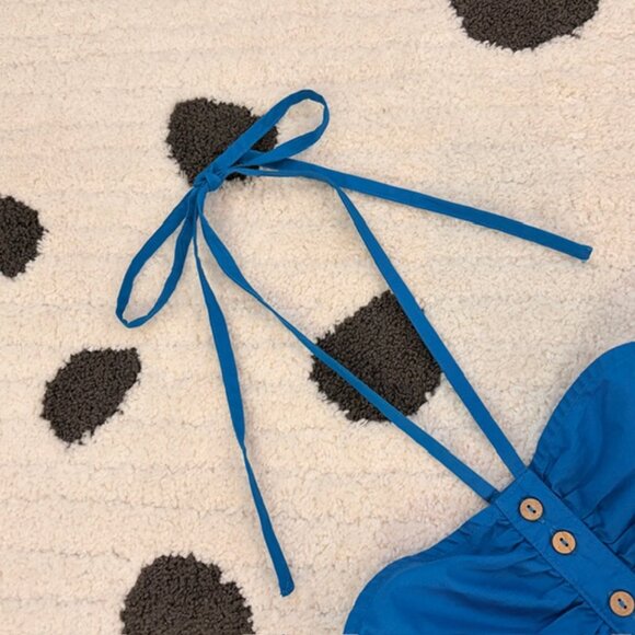 NWT $128 Free People Womens XS Bali Babe Blue Halter Bodycon Smocked Sexy Dress - Picture 6 of 13